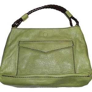 Plinio Visona Light Green Leather Hobo Bag